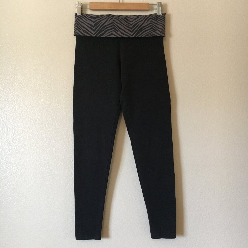 Victoria's Secret Pink Fold Over Waistband Leggings S Black y2k Style Bling Yoga